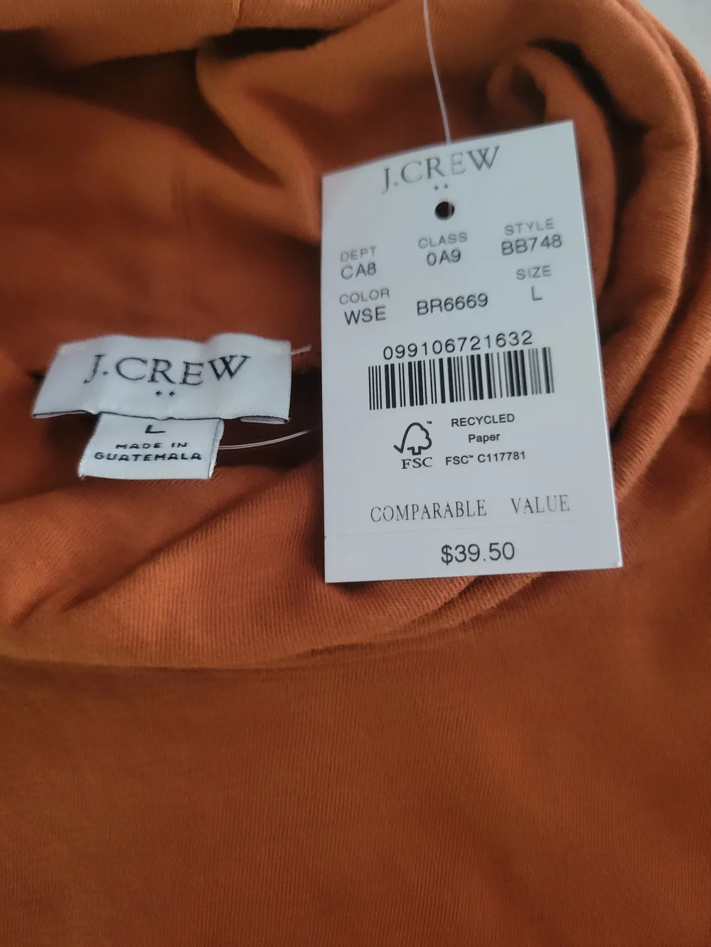 J. Crew Long-Sleeve Turtleneck Sweater in Burnt Orange